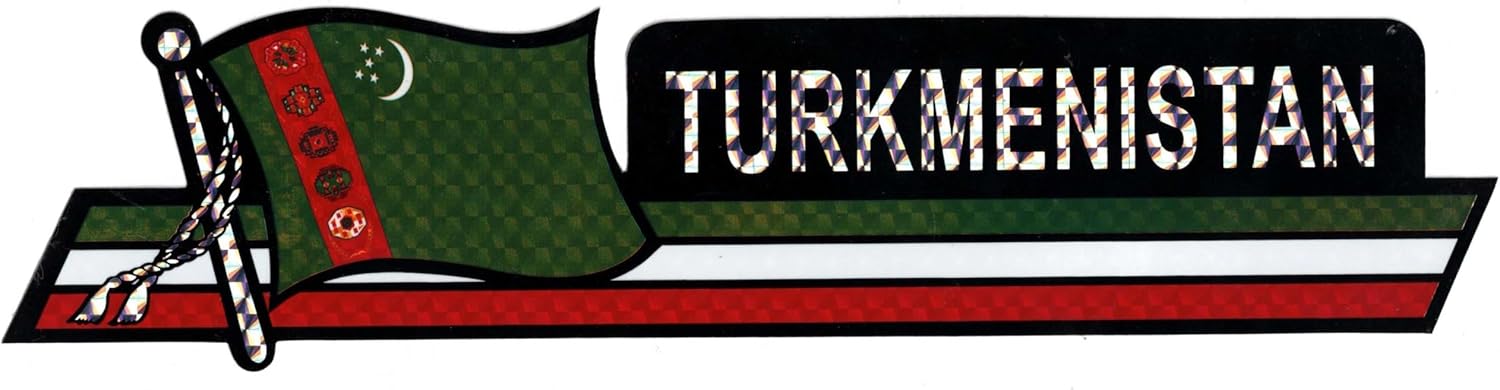 Pack of 24 Turkmenistan Flag 3"x12" Reflective Decal Bumper Sticker DCX-238