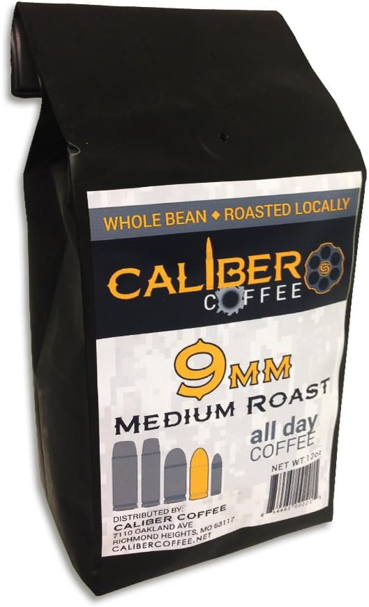 9mm Smooth Roasted Coffee Beans Strong on Flavor High in Caliber Caffeine Rich 12 Ounce - Whole Bean