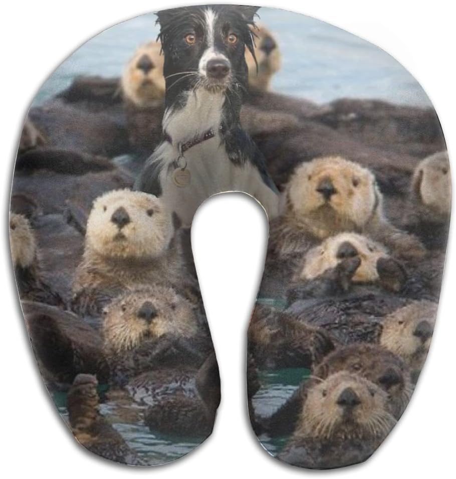 Comfortable Travel Pillow Otters And Dog Neck Pillow