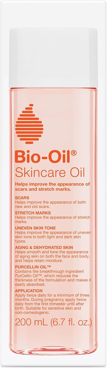 Bio-Oil Skincare Body Oil Serum, Scars & Stretch Marks, 6.7 fl oz | Dermatologist Recommended, Vitamin E & A, Dry & Sensitive Skin, Non-Comedogenic, Face and Body, Scar Treatment