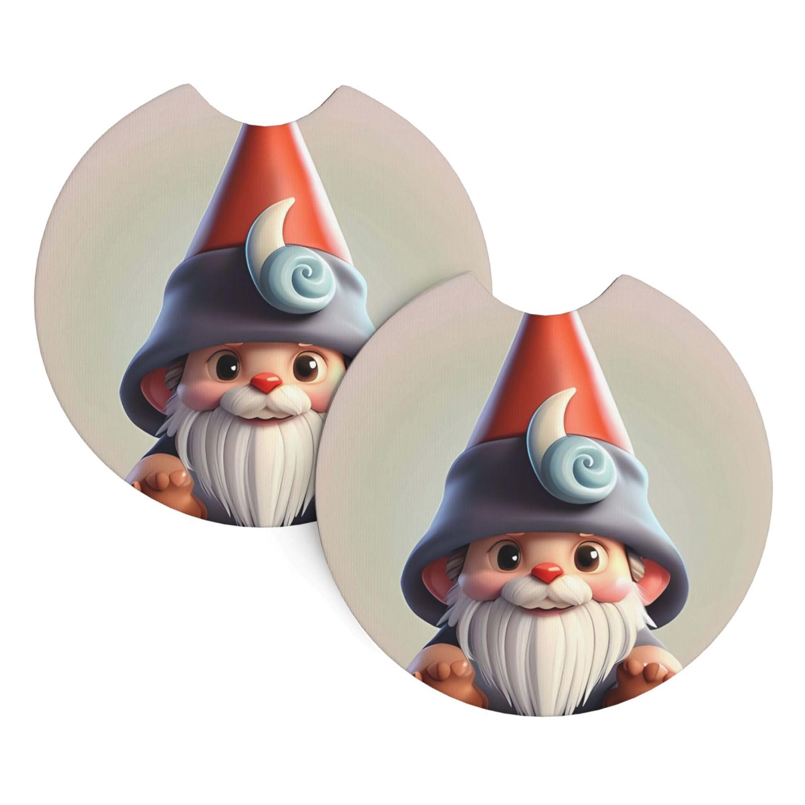 2 Pack Car Coaster for Cup Holders Cute Gnome hat Car Cup Coaster 2.7" Neoprene Non-Slip Automotive Cup Mat Universal Auto Car Interior Accessories for Women Men Cup Pad