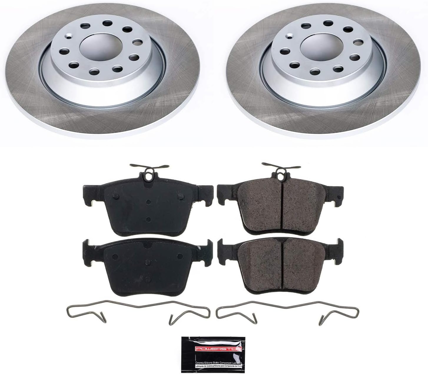 PowerStop Rear Brake Kit For Audi Q3 2022-25 | Audi TT Quattro 2016-23 | Volkswagen Jetta 2019-20 | Volkswagen Tiguan 2018-24 - Ceramic Brake Pads + Semi Coated Rotors Replacement, SC7176