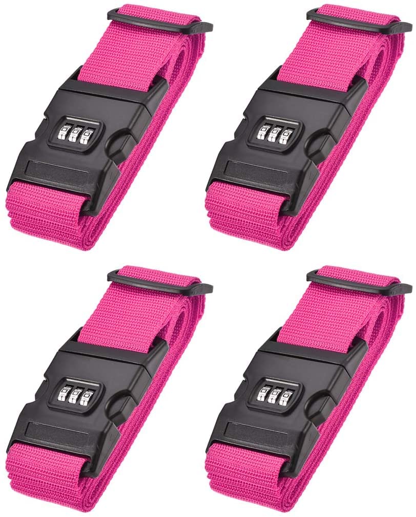 Cinturones for la Seguridad de los Viajes Amplificados Amplificadas Maleta Ajustables Correas, Bloqueo de combinación, 2MX5CM Ajustable PÁGINAS Accesorios de Embalaje de Viaje, Rojo 4pcs.