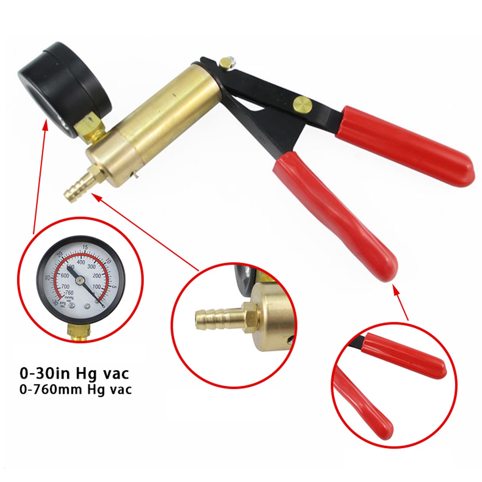 Pompa per Vuoto Manuale con Manometro Pistola di Aspirazione Portatile per Spurgo dell'olio del Liquido Dei Freni dell'auto, Manutenzione dell'aria Condizionata Ed Estrazione Dei Fluidi