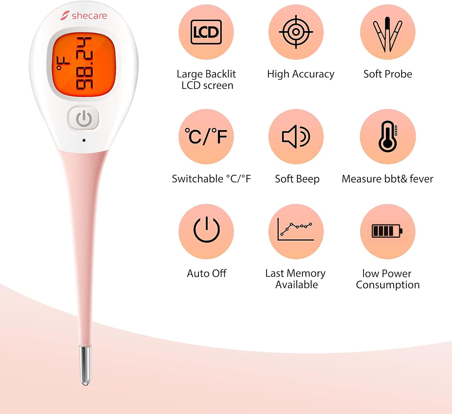 Digital Basal Body Thermometer for Ovulat with Balight LCD Display