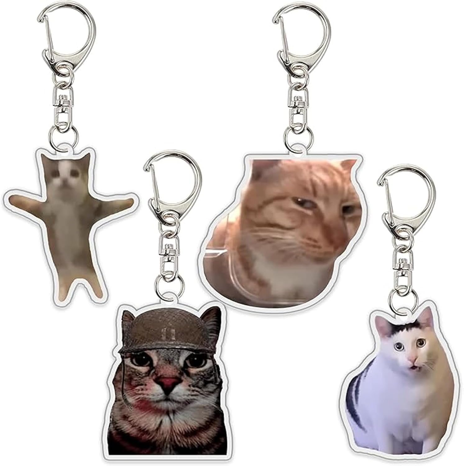 8Pcs Cute Cat Meme Keychains, Funny Two Cats Talking Acrylic Keyring Set, Kawaii Animal Charm Keychain for Women, Kids, Friends - Perfect Birthday & Holiday Gift