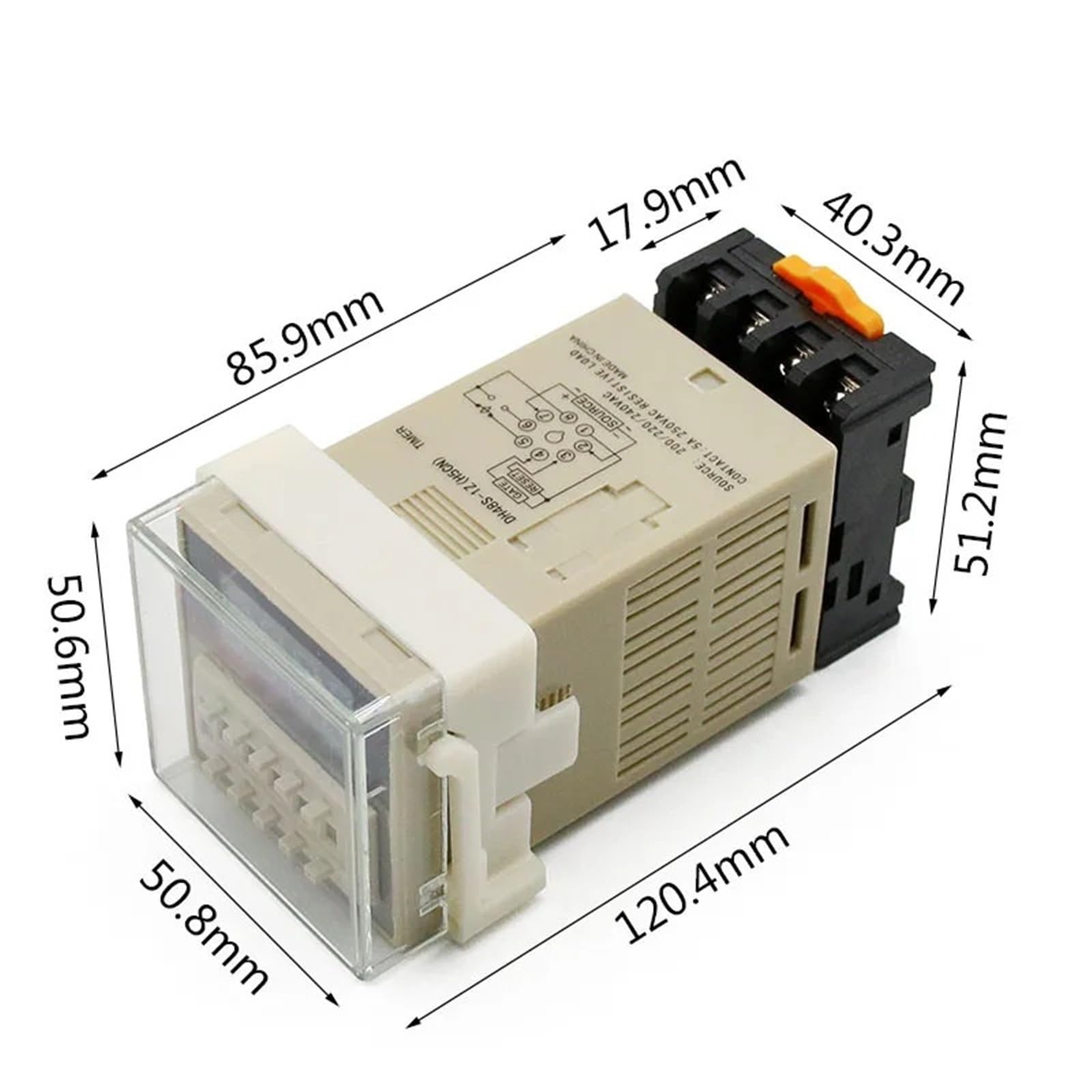 DH48S-1Z Timer programmabile digitale a LED Relè interruttore temporizzato DH48S 0,01S-99H99M DIN RAIL AC110V 220V DC 12V 24V con base presa(AC 220V)