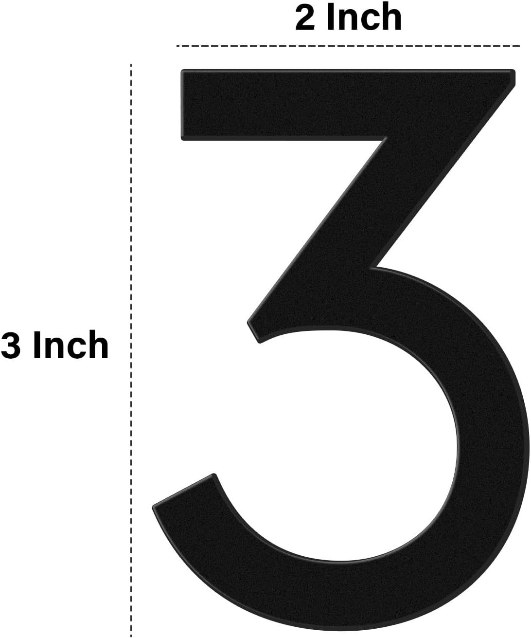 3 Inch Self-adhesive Mailbox Numbers, Modern House Numbers for Outside Address Numbers for House Office Hotel Room Apartment Easy to Install Strong adhesive backing (3, Black)