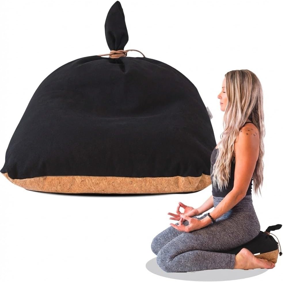 MONK & LLAMA Meditation Cushion Floor Cushion for Yoga & Sitting – Zafu Pillow for Proper Posture & Spinal Alignment, Comfortable Buckwheat Support with Washable Cover for Meditation, Home & Office