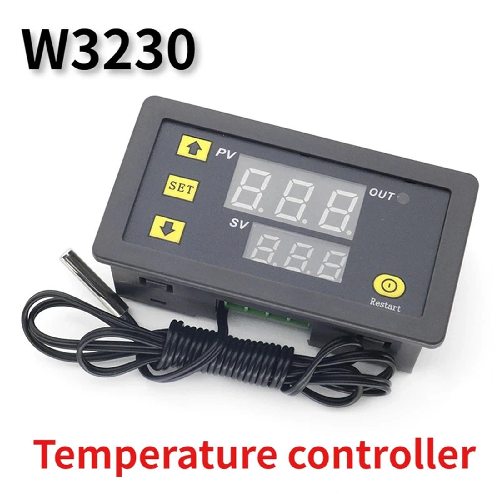 W3230 Mini regolatore di temperatura digitale 12V 24V 220V termostato regolatore riscaldamento raffreddamento controllo termoregolatore con sensore(DC 12V)