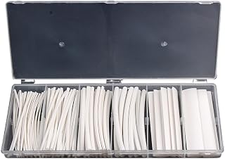 EJPPDHCO 100 Unidades de Tubo termorretráctil de poliolefina Blanco con relación 2:1 for Equipos eléctricos, 6 tamaños con Caja.