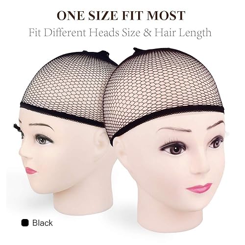 Miniatura 2 de MORGLES - 6 gorras de malla para peluca malla de malla para tejer el cabello para peluca de extremo cerrado negro
