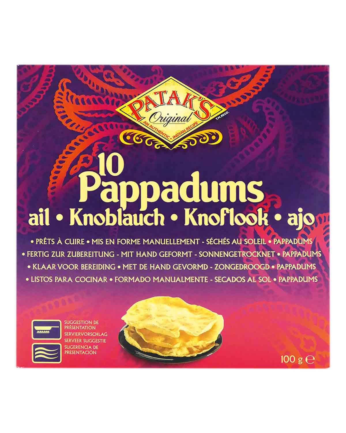 Patak's Pappadums, Knoblauch, 12er Pack (12 x 100 g)