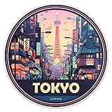 Japan Tokyo City Sticker - Waterproof Vinyl Decal for Car Bumper, Laptop, Water Bottle, Luggage, Wall, and Window, Size - 5'' X 5''