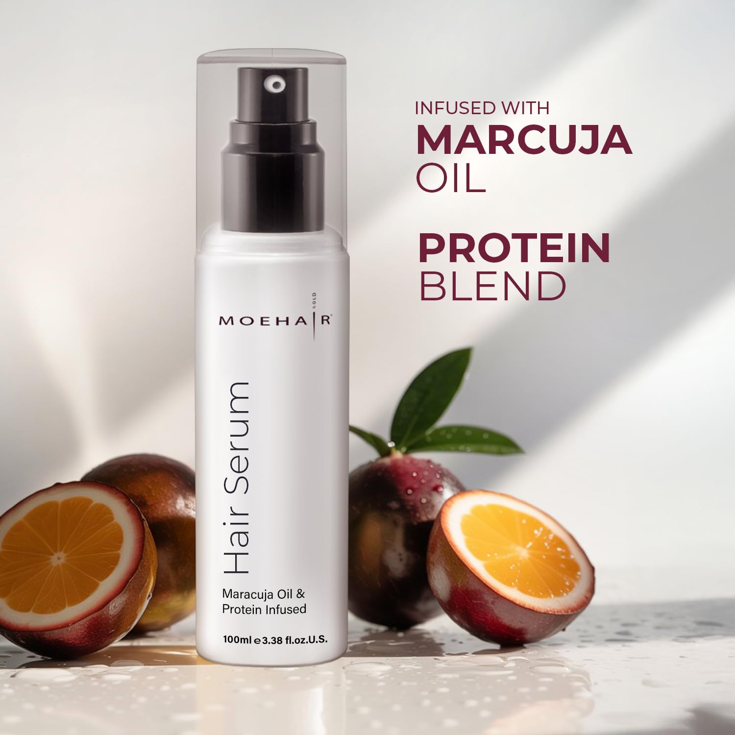 MOEHAIR Anti Frizz Hair Serum | Infused with Maracuja Oil and Protein | Hair Serum for Frizzy Hair | Paraben and Sulfate-Free Hair Smoothing Serum | For Strong and Silky Hair (3.38 Fl. Oz) - Image 2