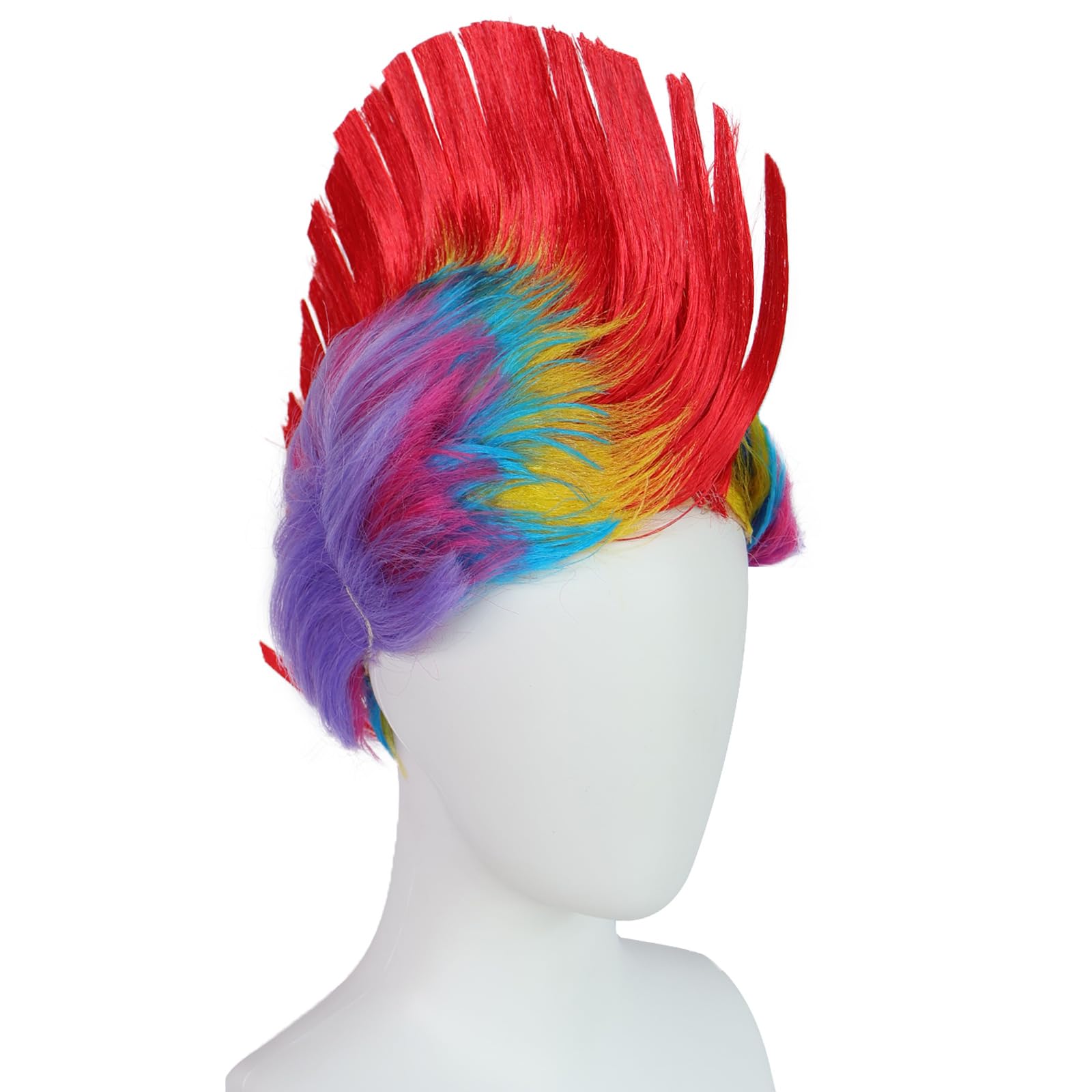 BEKIDER (+1 Hair Cap) Red Mohawk Wig 80s Punk Wigs Men Women Punk Rocker Wig Heavy Metal Funny Wigs for Women Mohican Hairstyle Coloured Hair Fancy Dress Party Halloween Costume - Image 3