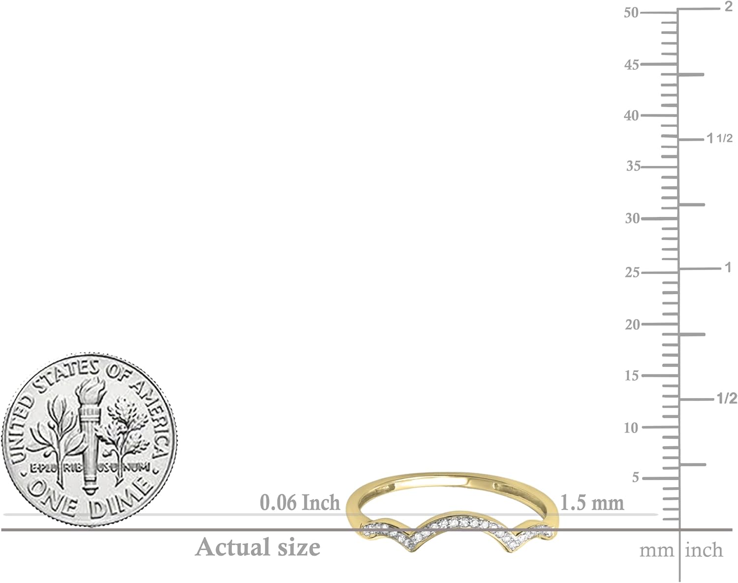 Dazzlingrock Collection 0.10 Ctw Round White Diamond Stackable Wedding Contour Band in 14K Solid Gold