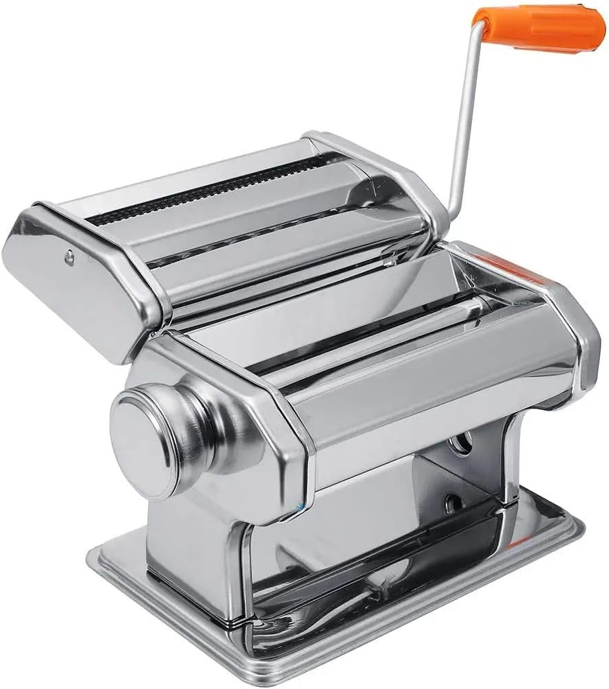 CCKUHN Mquina Profesional para Hacer Pasta, mquina de Rodillo para Hacer Pasta Fresca de Acero Inoxidable, Kit de Herramientas para Fideos Espaguetis, Cortador Fresco (Color: Plata, Tam