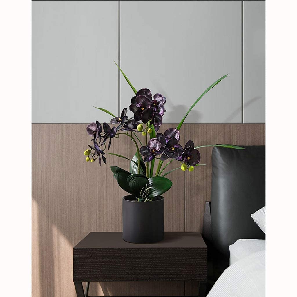 Set di Fiori Artificiali, Composizione Floreale di Phalaenopsis Finta, Bonsai di Orchidea Artificiale in Vaso, Pianta di Fiori Artificiali per Centrotavola di Nozze, Decorazio