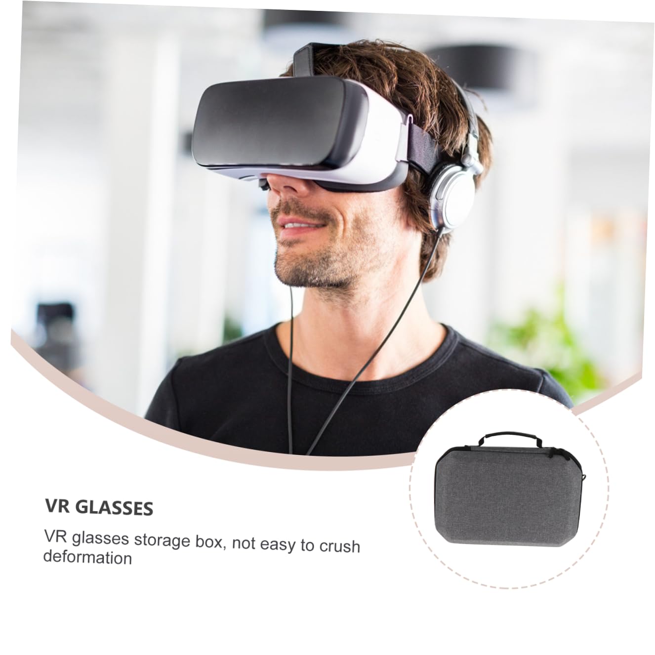 Étui Rigide de Rangement VR Compatible de Transport EVA Antichoc avec Poignée Protection Légère et Sécurisée pour Casque et Manettes Blanc