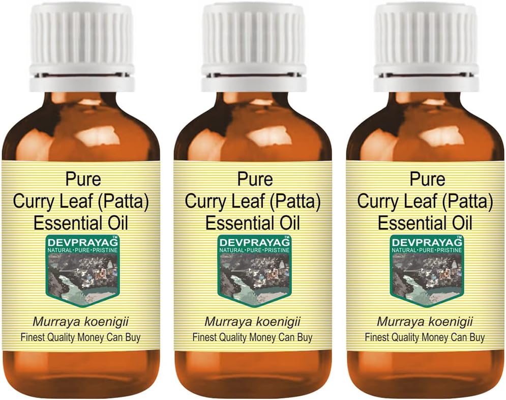 Pure Curry Leaf (Patta) Essential Oil (Murraya koenigii) Natural Therapeutic Grade Steam Distilled (Pack of Three) 100ml X 3 (10 oz)