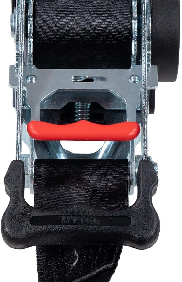 Mytee Products (2 Pack) 2" x 10' Auto Retract Ratchet Straps | Quick n Easy Retractable Ratchet Straps with Coated S Hook Tiedowns for Motorcycles, ATVs, Bikes: Tight & Secure Pickup Trailer Tie-Down