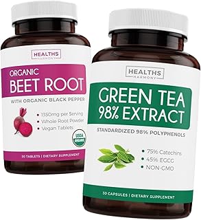 Beet Root & Green Tea Extract (2-Week Supply) Beet & Tea Power Mix - Organic Beet Root with Black Pepper for Absorption 12...