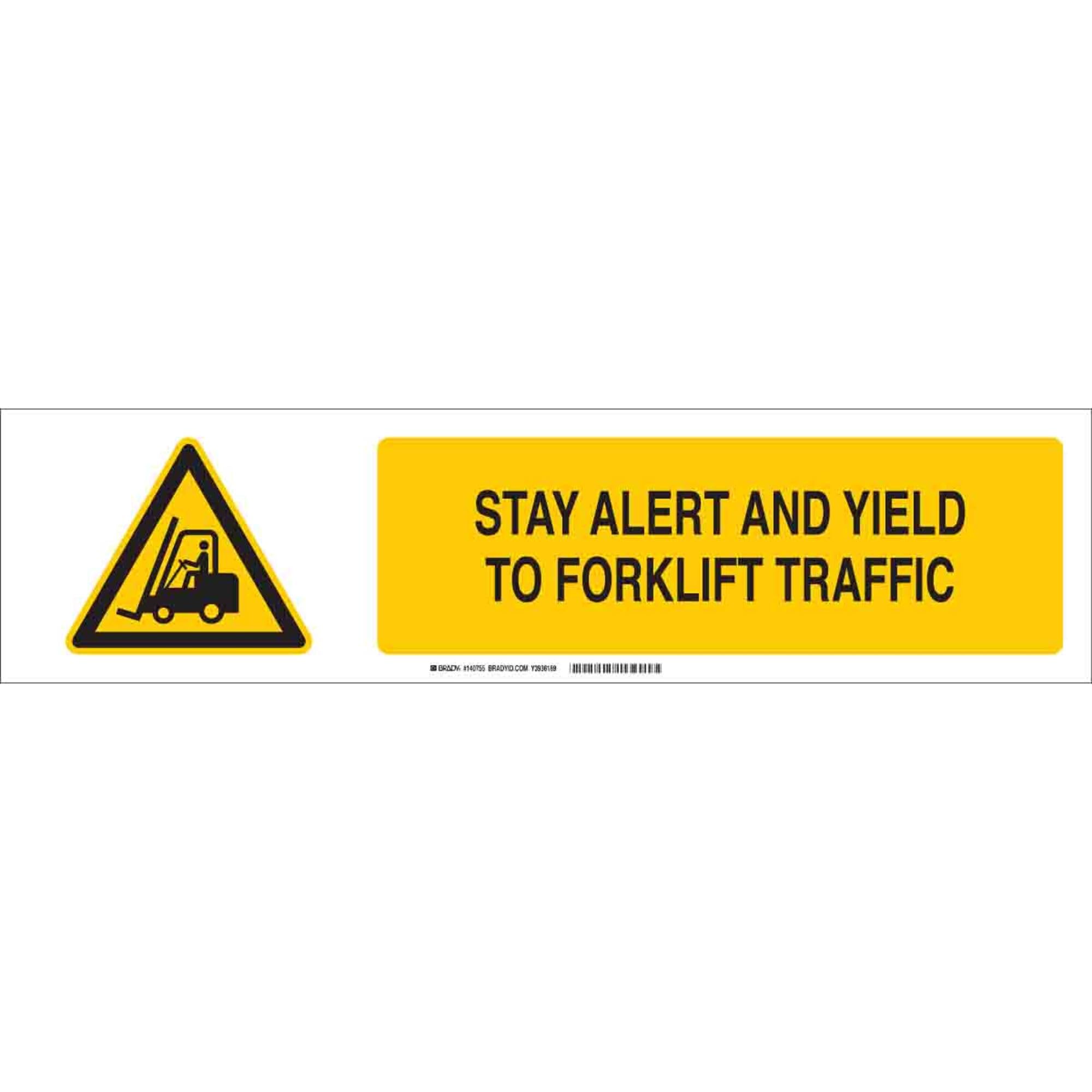 Panneau jaune et noir Brady Stay Alert format horizontal 15,2 x 60,6 cm - 2