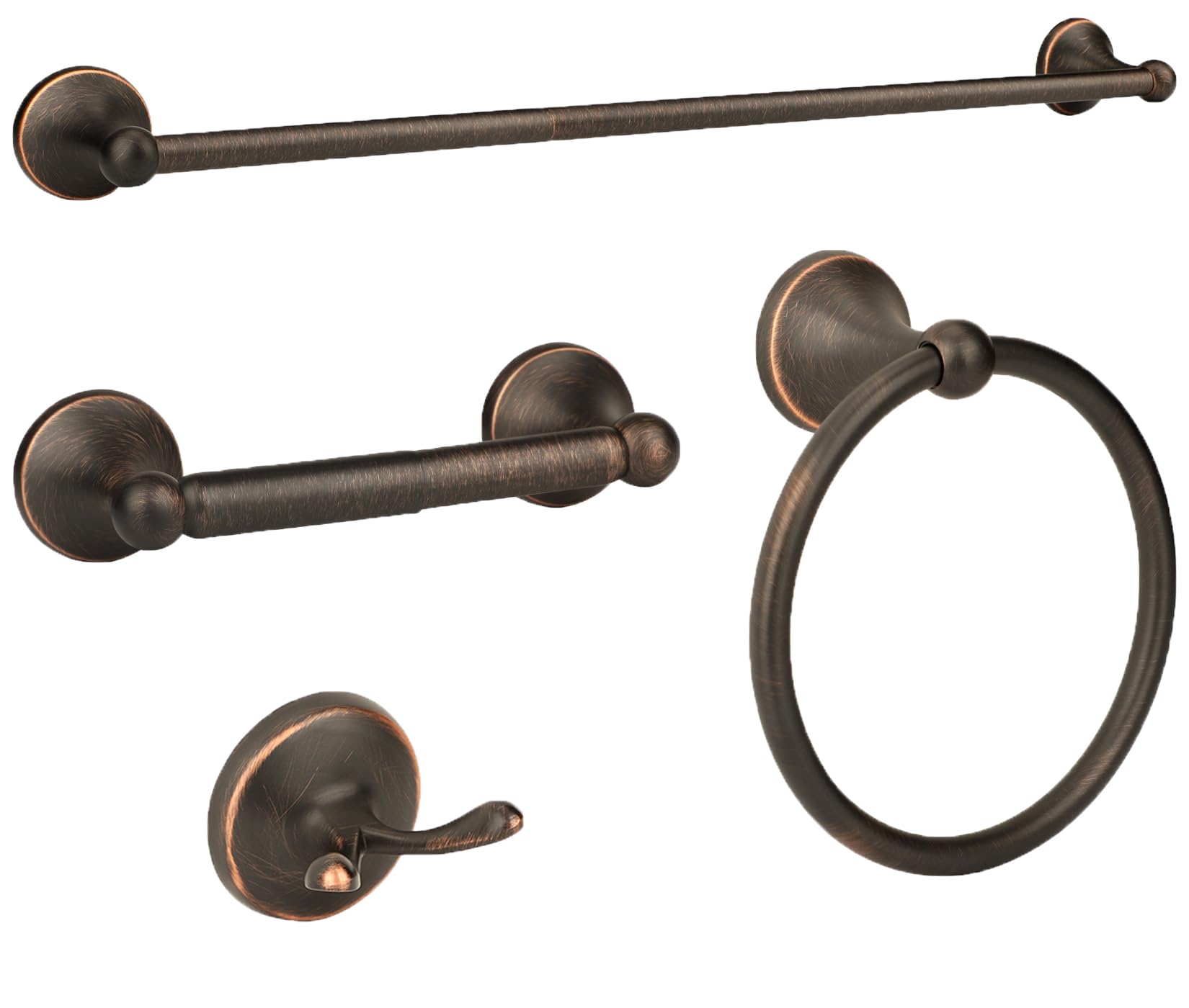 Ntipox Oil Rubbed Brushed Bronze 4 Piece Antique Bathroom Hardware Accessories Set Oil Rubbed Bronze,24 Inch Towel Bar Set,Towel Rack For Bathroom,Bathroom Towel Holder Bronze