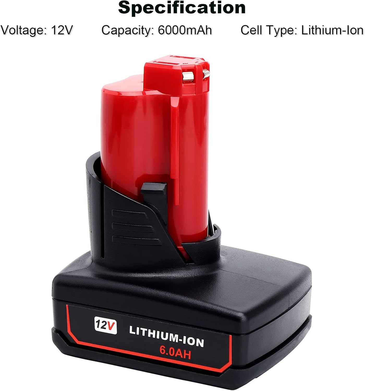 2-Pack 12V 6.0Ah M12 Battery Replacement for Milwaukee 12-Volt M12 Lithium XC 6.0Ah Extended Capacity Cordless Power Tools Battery 48-11-2460 48-11-2440 48-11-2402 48-11-2411