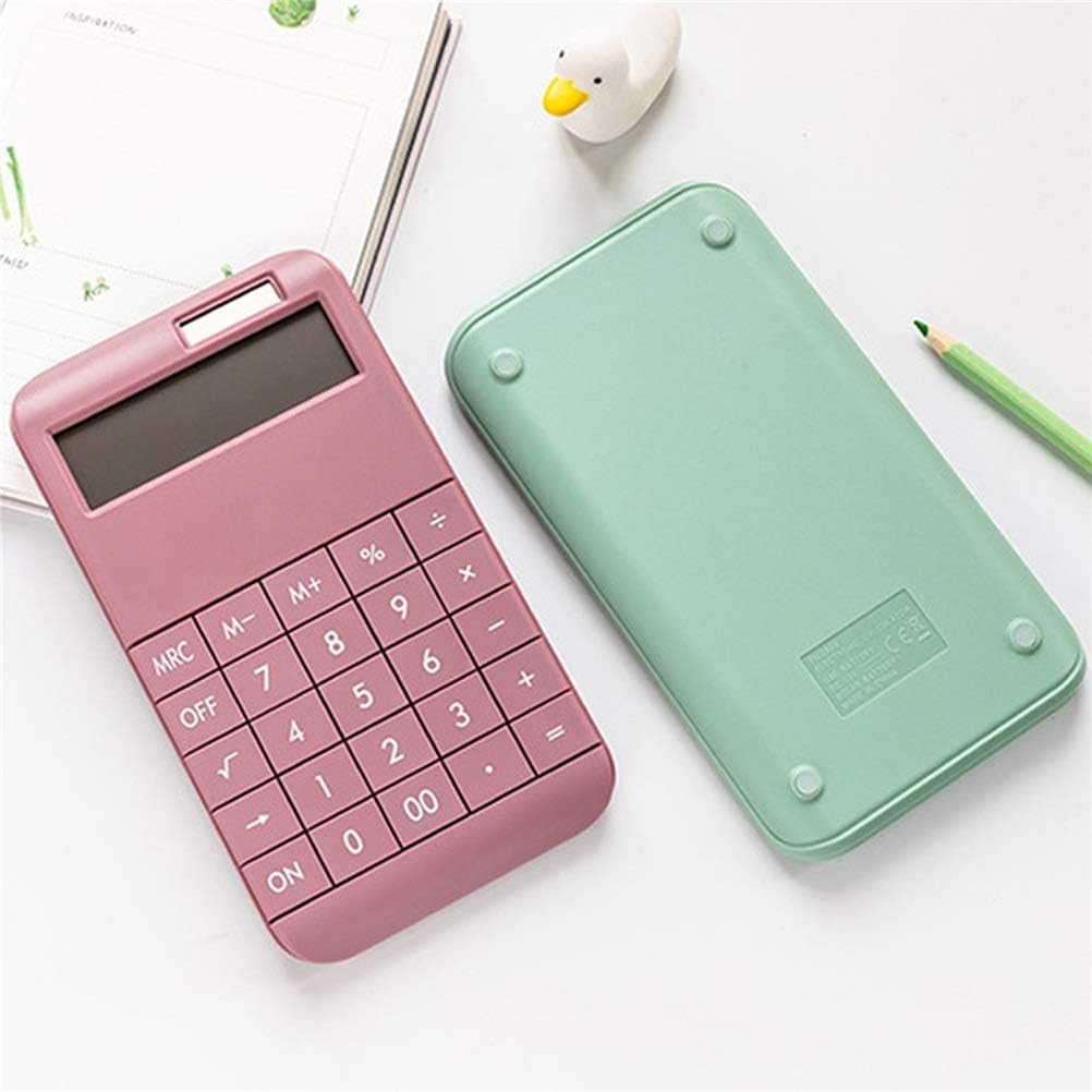 Release Solid Color Solar Powered Student Gift School Office Supply 12 Digit Calculator (Green) (Pink)