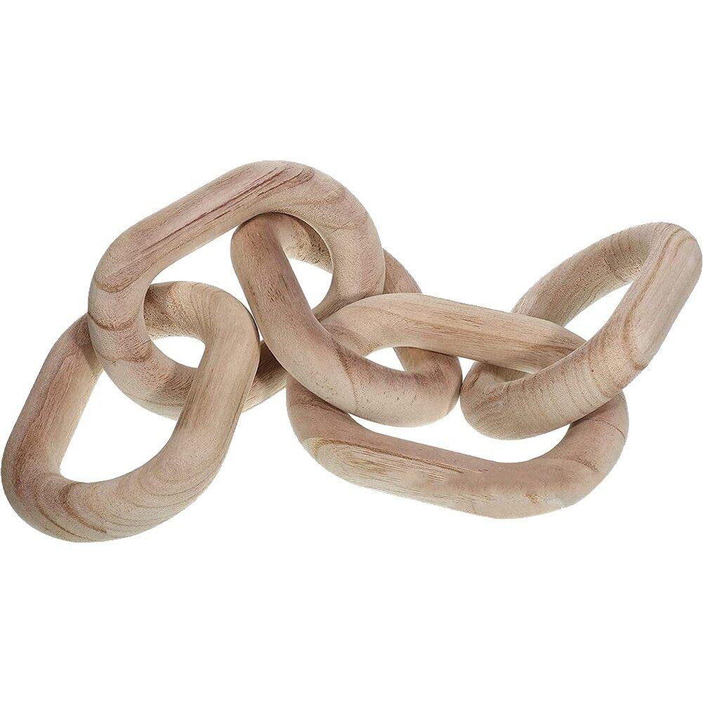 Sanfly 5-link Wood Chain Link Decoration Hand Carved Decorative Wood Chain Farmhouse Ornaments Living Room Bedroom Decoration
