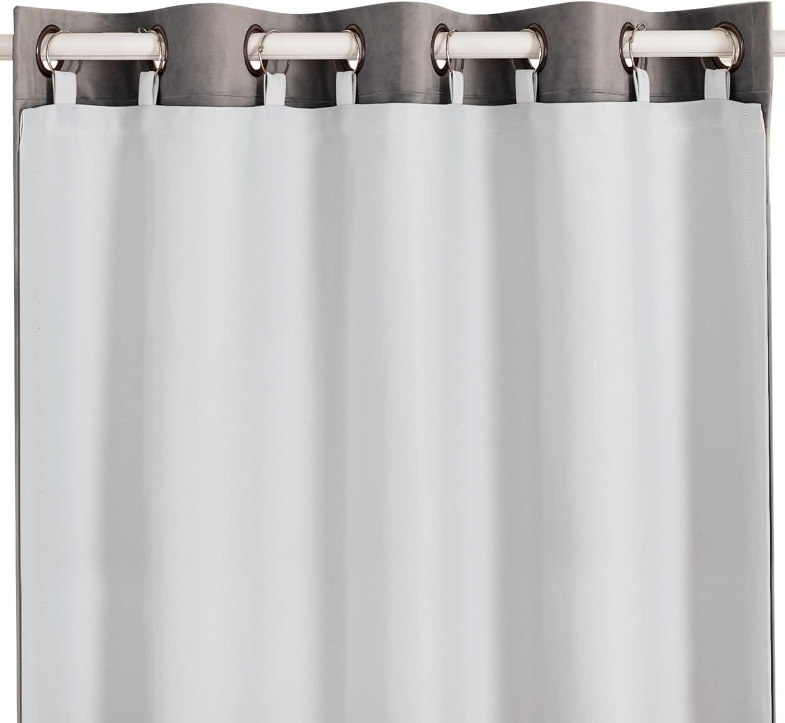 Melodieux Grayish White Room Darkening Curtain Liner for 96 Inch Long Curtains, 80% Light Blocking, Tab Top with 8 Rings, 50" W x 92" L, 1 Panel