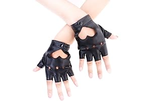 Women's Heart Cutout Punk Half Finger PU Leather Performance Gloves