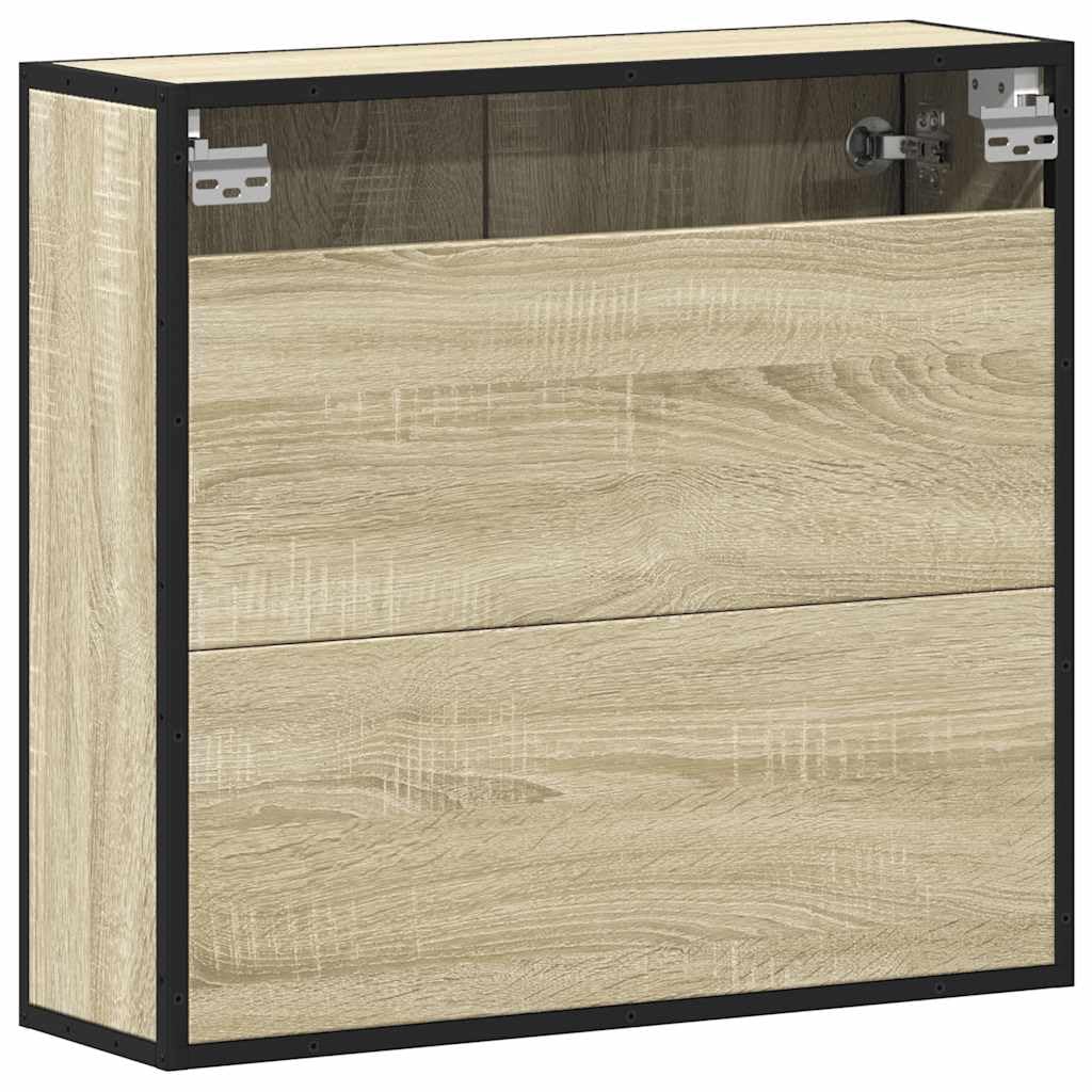 Genérico Armario Espejo Baño Chene Sonoma 65x20x60 cm | Marco metálico duradero, fijación a la pared, reflejo no deforma, madera de ingeniería