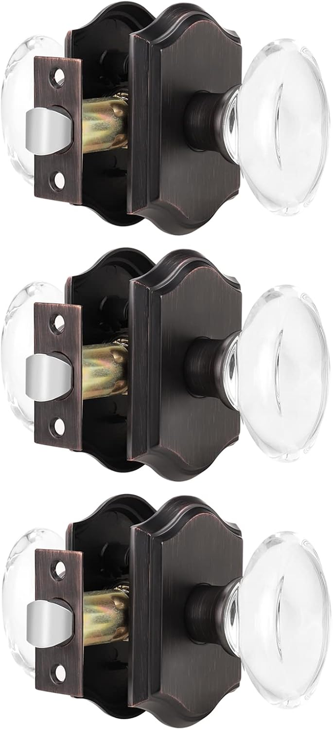 Buy Probrico Oval Clear Crystal Door Knobs, Heavy Duty Glass Hall