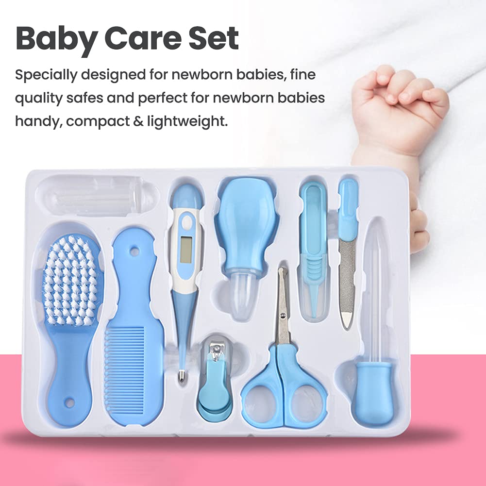 Kit de 10 pièces de soins pour bébé maternel et enfant - Coupe-ongles ciseaux de sécurité brosse à cheveux peigne nettoyeur corps et nez - Kit d'essentiels de soins de santé