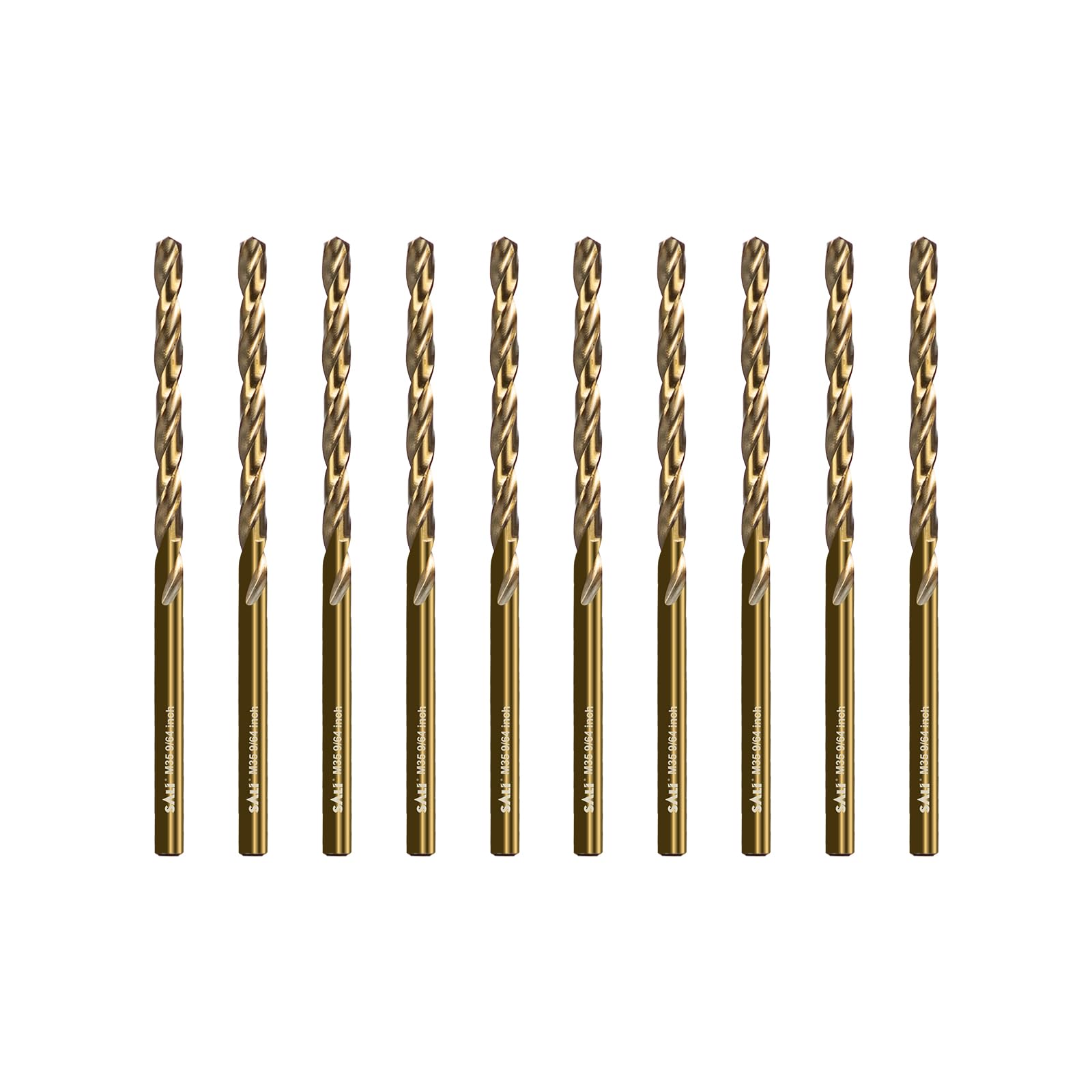 SALI Cobalt Drill Bit Set, 10Pcs 9/64" M35 High Speed Steel Jobber Length Drill Bit Kit for Hardened Metal, Stainless Steel, Cast Iron, Wood and