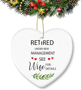 Retirement Christmas Ornaments Heart-Shape Ceramic Ornament Xmas Tree Holiday Home Decorations Gifts for Grandfather Grandmother