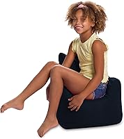 Vista 18 de Posh Creations Puf estructurado cómodo para jugar, leer y ver la televisión, silla Pasadena, microgamuza, color negro