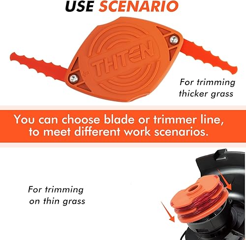 Miniatura 5 de THTEN WA0007 - Carrete de repuesto para cabezal de recortadora de 2 x 16 pies, 0.065 pulgadas, compatible con Worx WG115 WG116 WG117 WG118 WG119