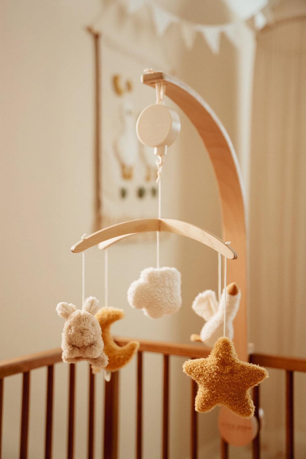 Little Dutch Mobile Musik Spieluhr mit Holz Halterung für Babybett - Newborn Naturals