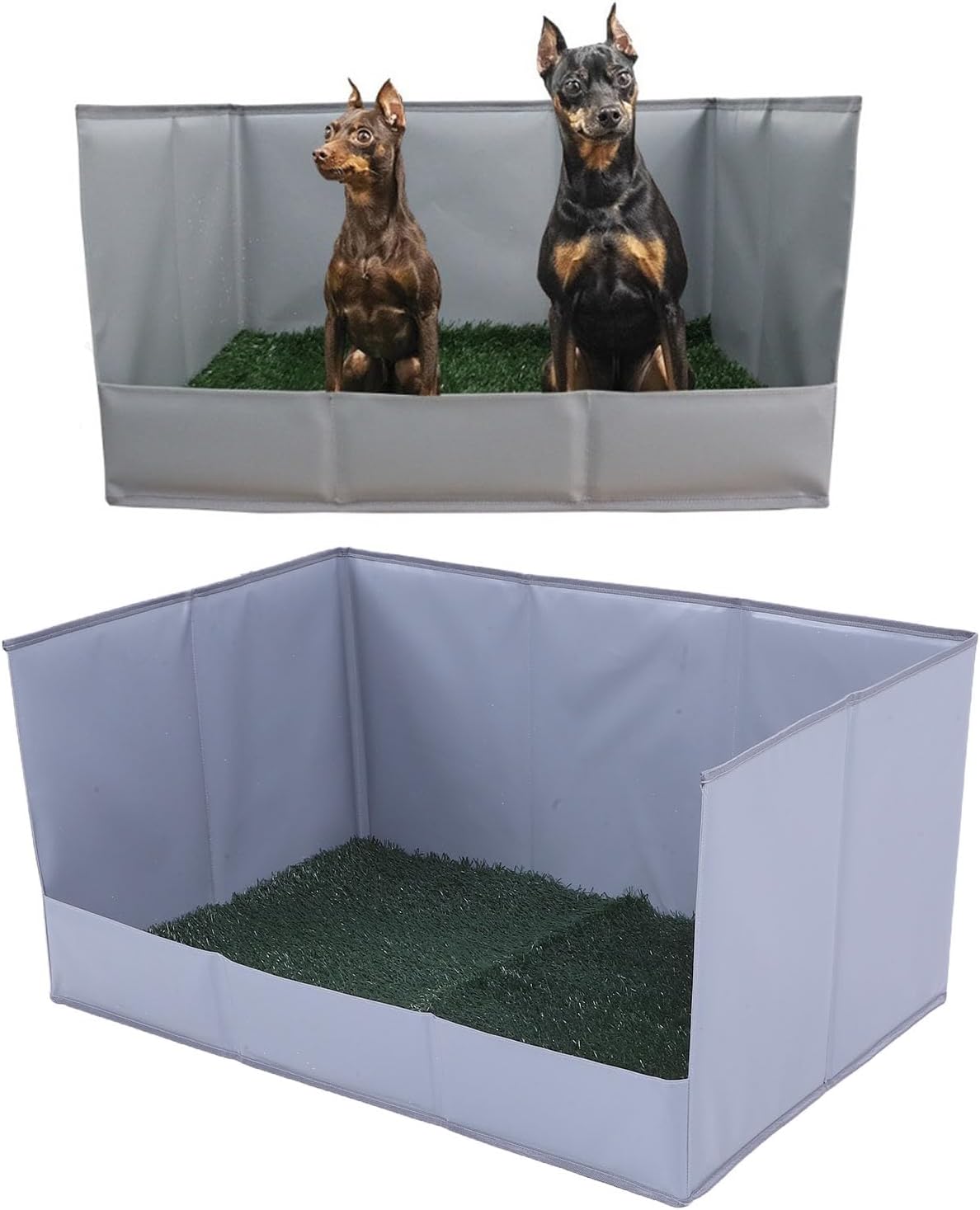 Dog Grass Pad with Tray Easy Cleaning Artificial Grass Reusable Foldable Dog Litter Box Prevents Splashes Spills Versatile for Indoor Outdoor Travel Potty Training Toilet (L)