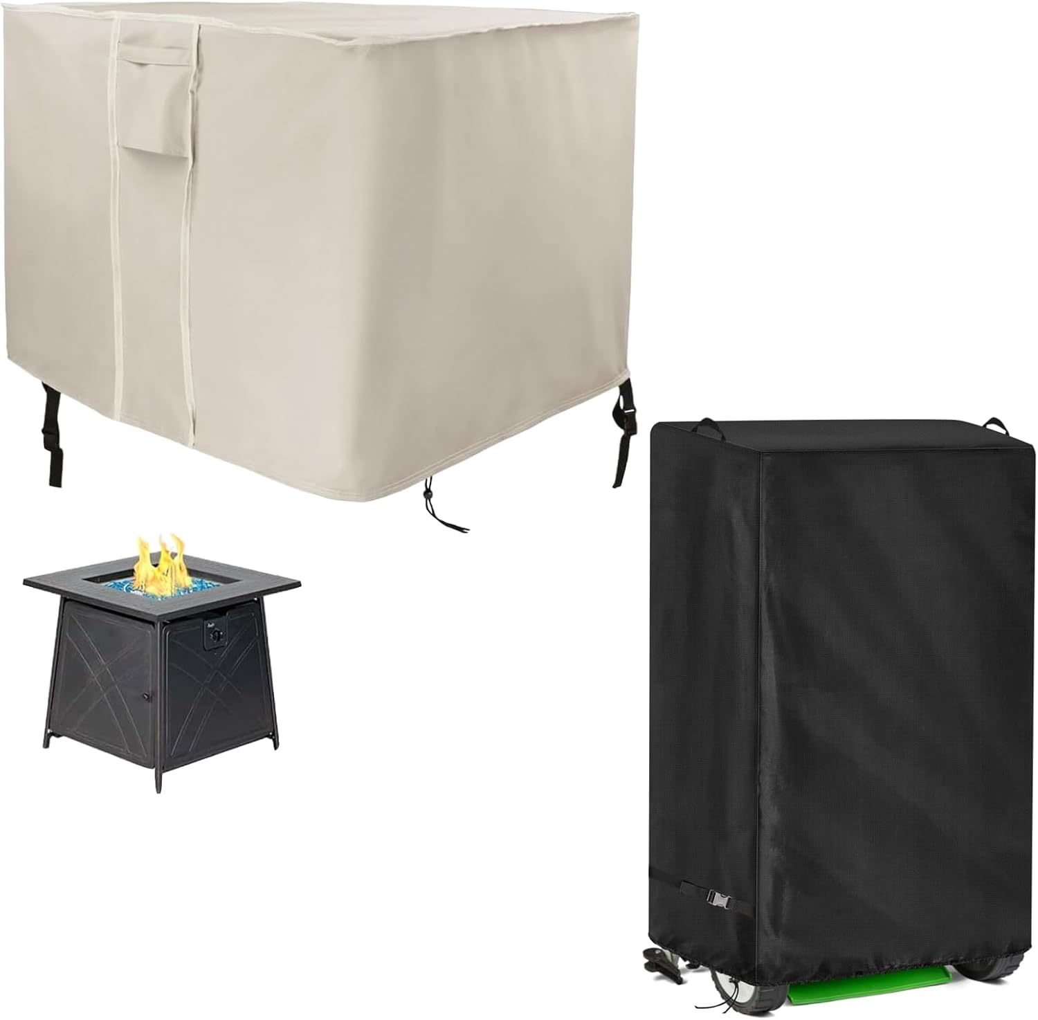 Saking Fire Pit Cover 30 Inch & Lawn Mower Cover Fits 18-24-Inch Foldable Electric Lawn Mowers