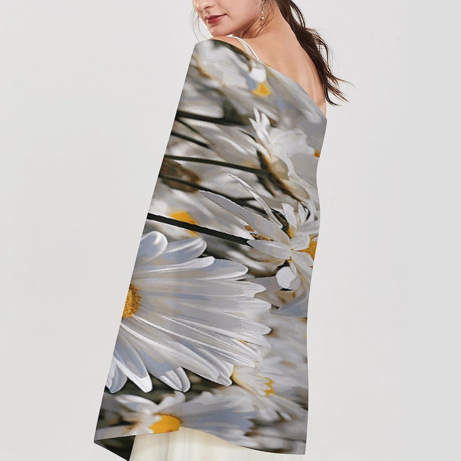 Wild White Daisies Scarf for Women Men Soft Warm Fashion Blanket Scarves Classic Cashmere Feel Scarf Long Shawl Large Scarves Cold Weather Thick Blanket Scarfs