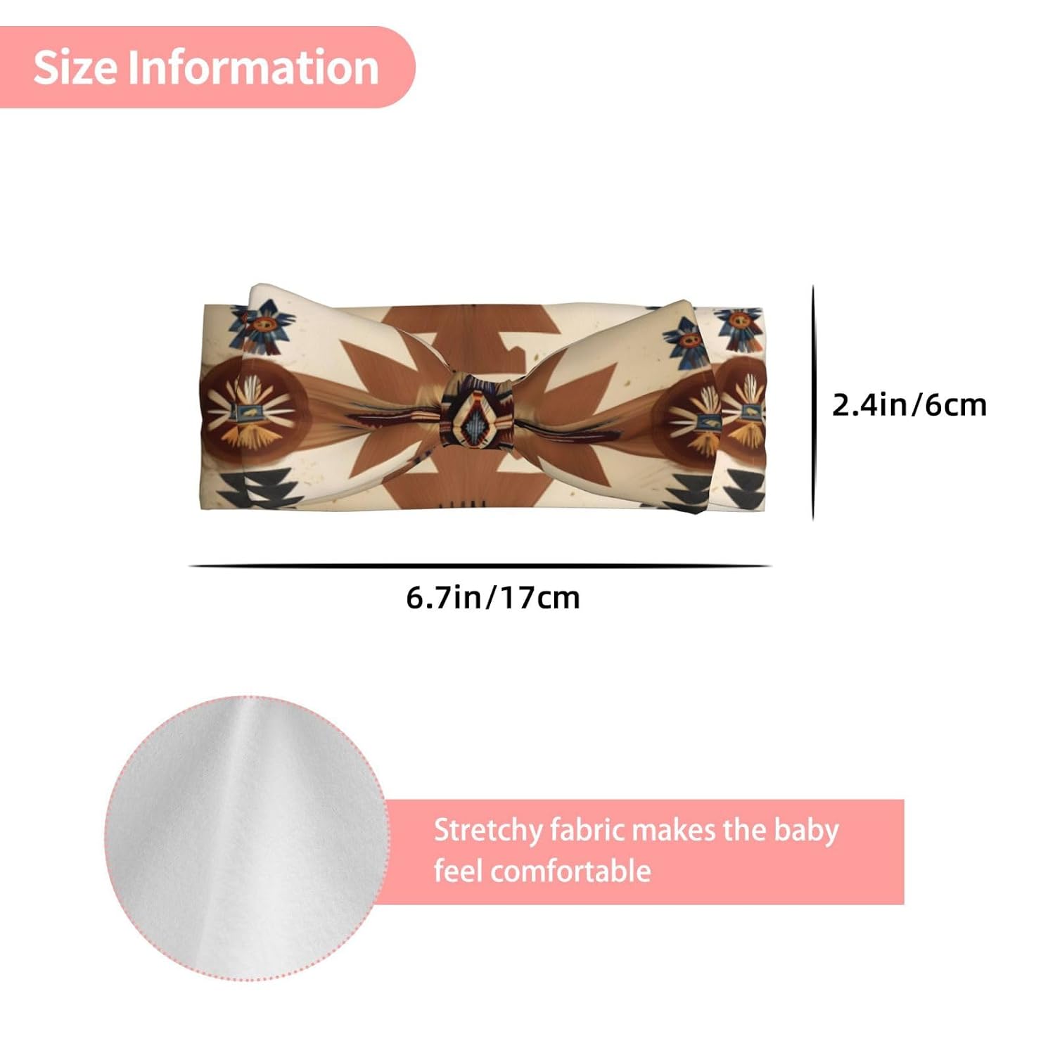 Native American Patterns Baby Bow Headband, 2.4 * 6.7 Inch Baby Headband, Suitable for Babies 0-6 Months Old, Very Meaningful Gift
