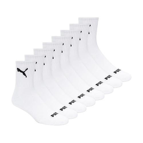 PUMA Mens 8 Pack Athletic Cushioned High Quarter Crew Socks
