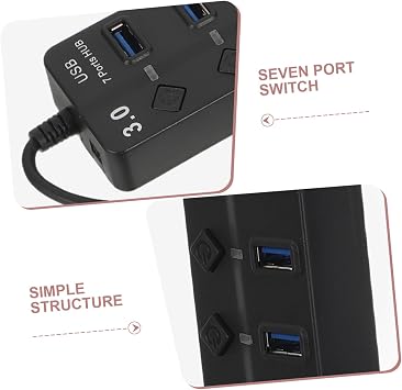 7ポートusbアダプター 複数のusbポート搭載 Abs素材 Led電源表示ライト機能 コンパクト設計 ノートパソコンやデスクトップに最適