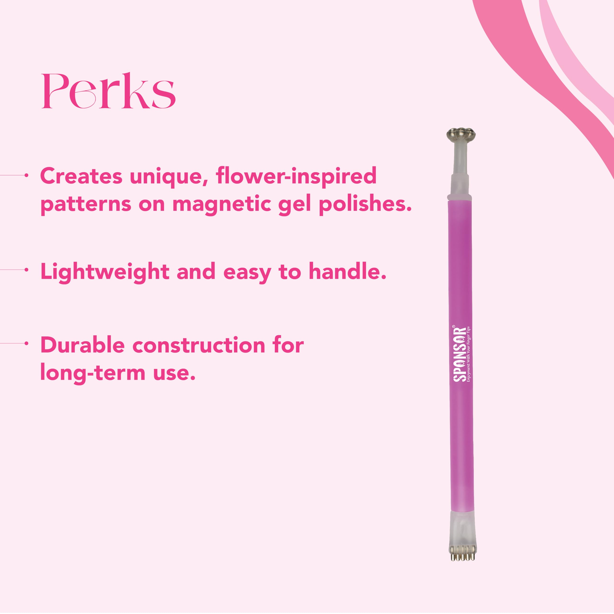 Sponsor Nail Art Flower Magnet Pen – Double Head Magnetic Stick for Cat Eye Gel Nail Polish | Flower Design Magnet Tool for 3D Nail Art Effects, Manicure Print Tool for DIY & Salon Use 1