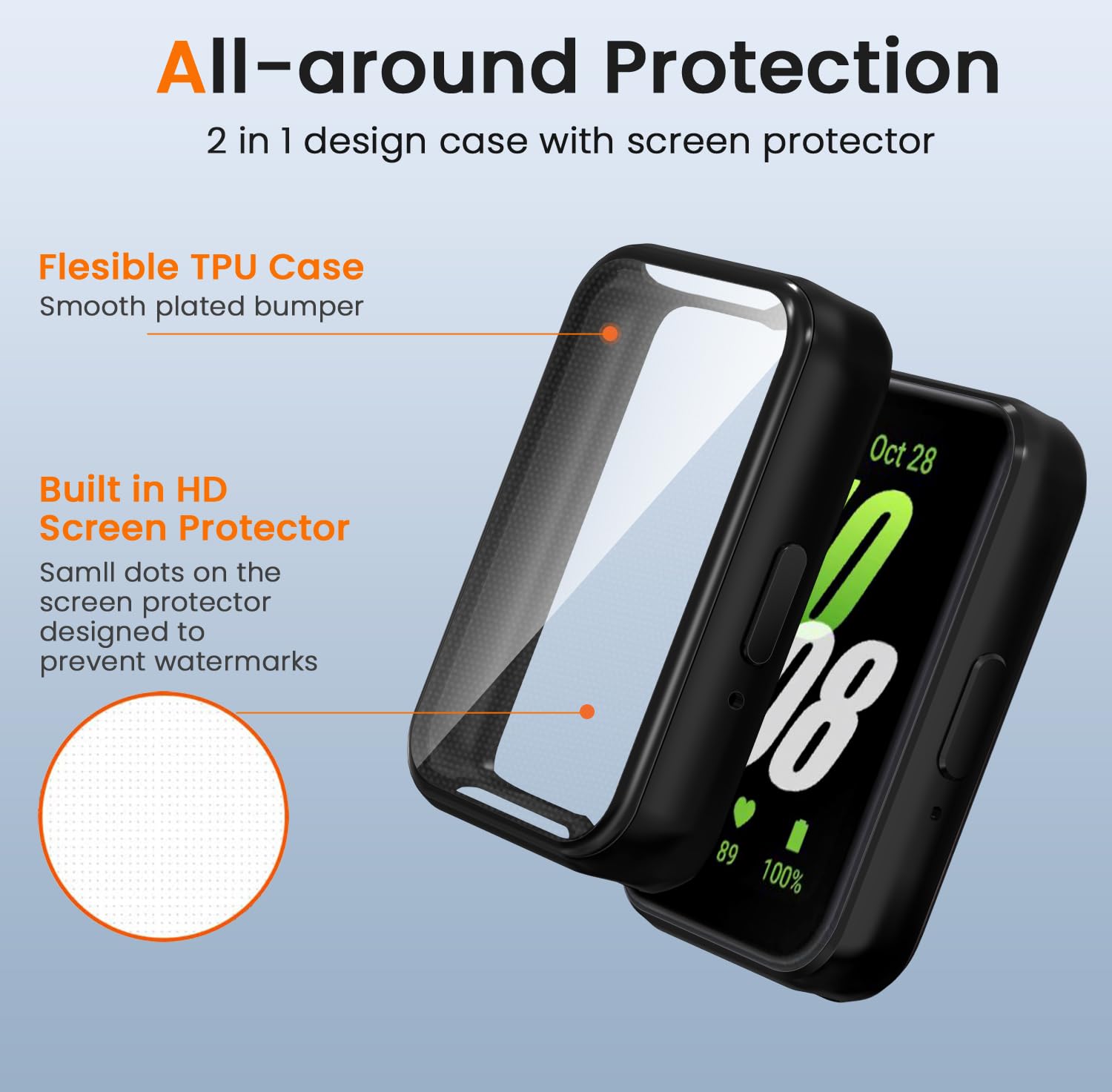 ivoler 3 sztuki etui z folią ochronną do Samsung Galaxy Fit 3, pełne pokrycie, odporne na uderzenia i zarysowania, ultracienkie, miękkie etui ochronne z termoplastycznego poliuretanu (TPU), czarne